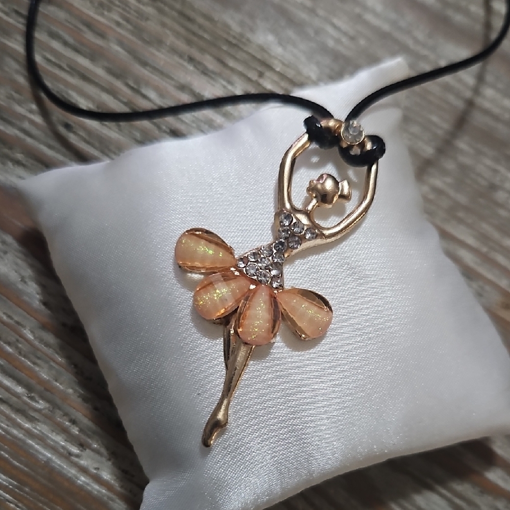 Peach Ballerina Pendant Necklace